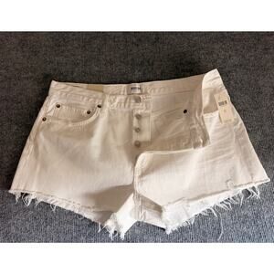 AGOLDE Parker Long White High-Rise Denim Cutoff Shorts size 32 NWT